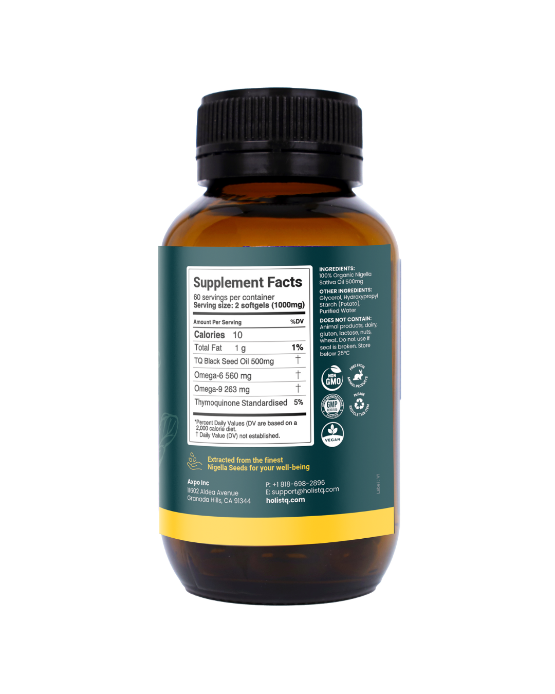 5% TQ Black Seed Oil | 120 Capsules - Holistq